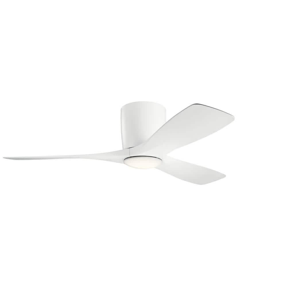 KICHLER Volos 48 in Integrated LED Indoor Matte White Flush Mount Ceiling Fan with Light Kit and Wall Control