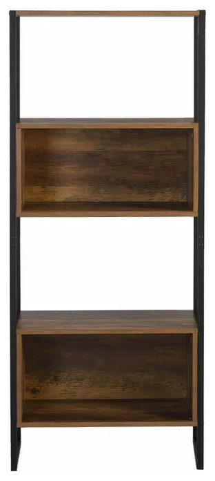 Industrial Bookcase  Black Metal Frame With Open Compartments  Natural Oak   Industrial   Bookcases   by Decorn  Houzz