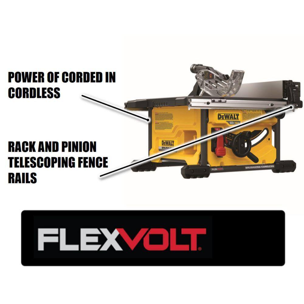 DW FLEXVOLT 60V MAX Cordless Brushless 8-14 in. Table Saw Kit (Tool Only) DCS7485B