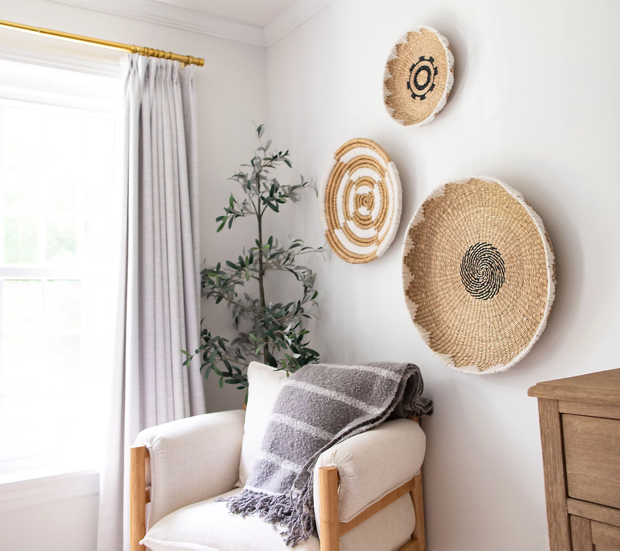 3-Piece Woven Hanging Wall Basket Decor by Lauren McBride