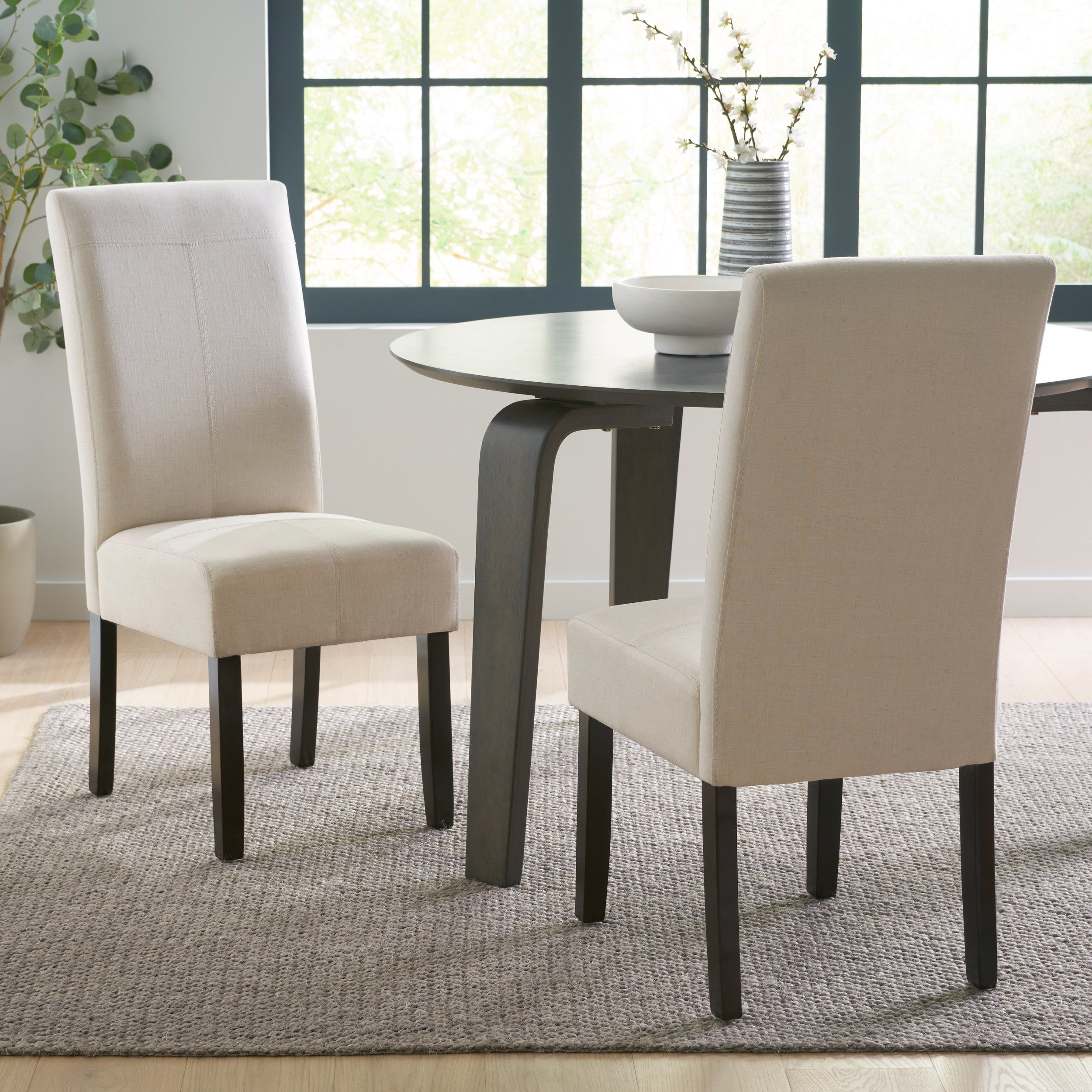 Percival Contemporary T-Stitch Fabric Dining Chairs (Set of 2)