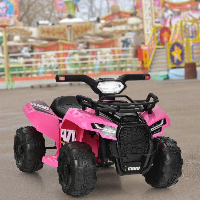 6V Kids ATV Quad Electric Ride On Car with LED Light and MP3 (Pink)