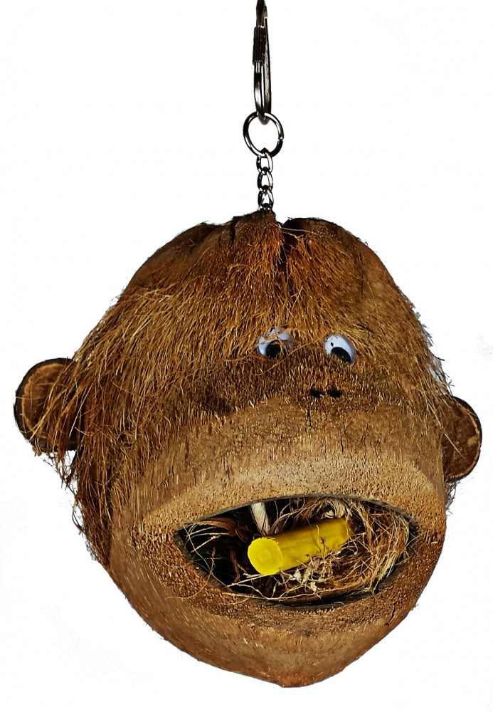 A  E Happy Beaks Coco Monkey Head Bird Toy Bird Toy