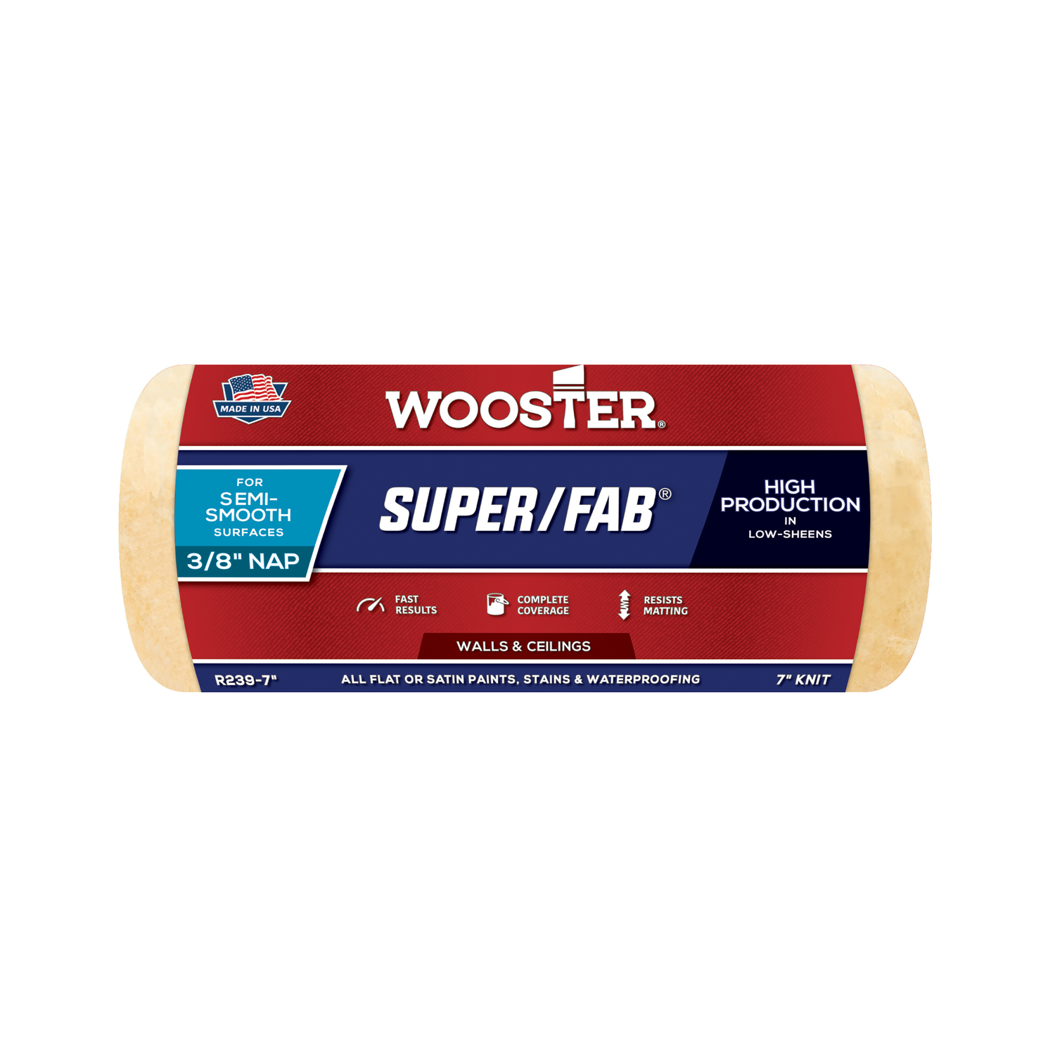 Wooster Super/Fab Fabric 7 in. W X 3/8 in. Regular Paint Roller Cover 1 pk