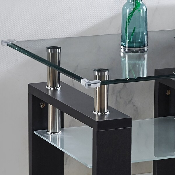 Modern Design Side Table with Clear Glass Top