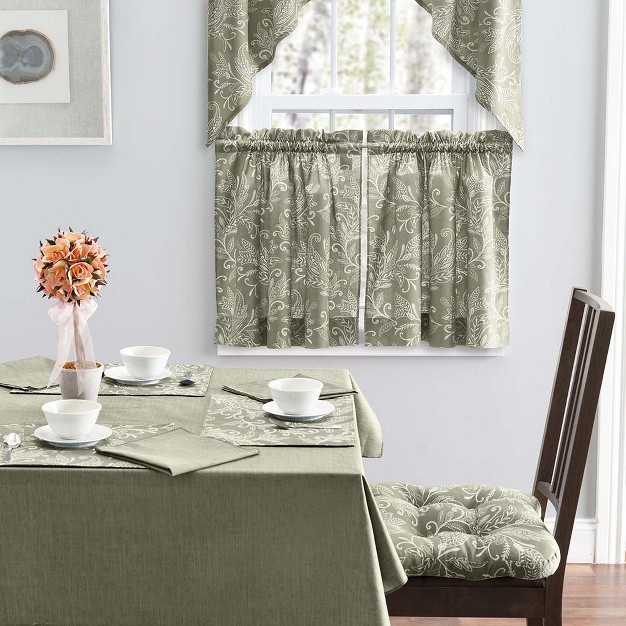 Ellis Curtain Lexington Leaf Pattern On Colored Ground Chair Pad Sage