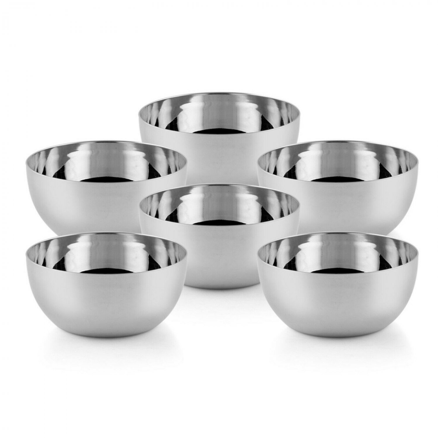 Stainless Steel Curries and Soup Serving Bowl Small Set of 6， Capacity 225ml Each