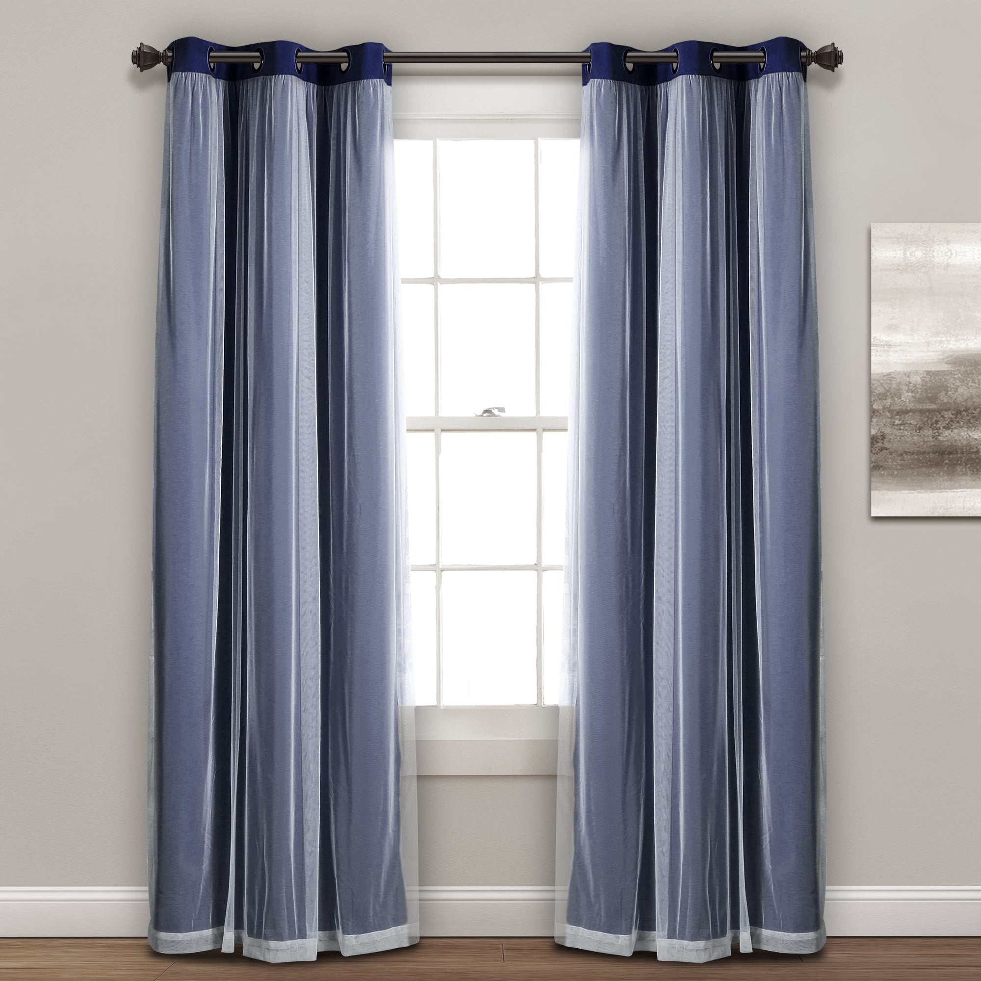 Grommet Sheer With Insulated Blackout Lining Curtain Panel Set