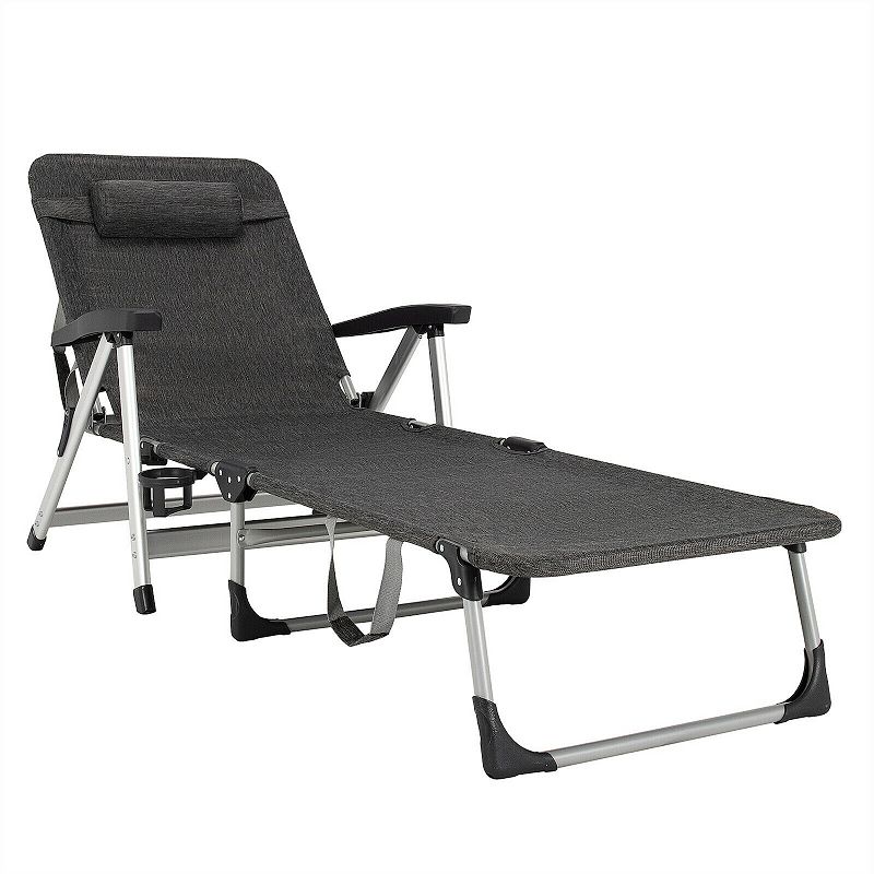 Beach Folding Chaise Lounge Recliner with 7 Adjustable Position