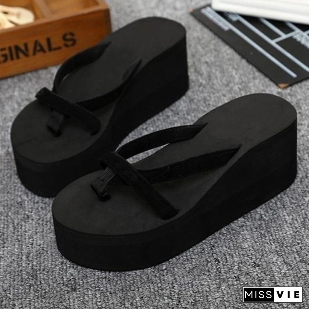 Women Casual Fashion Wedges Flip Flops Outdoor Slippers for Summer Platform Shoes