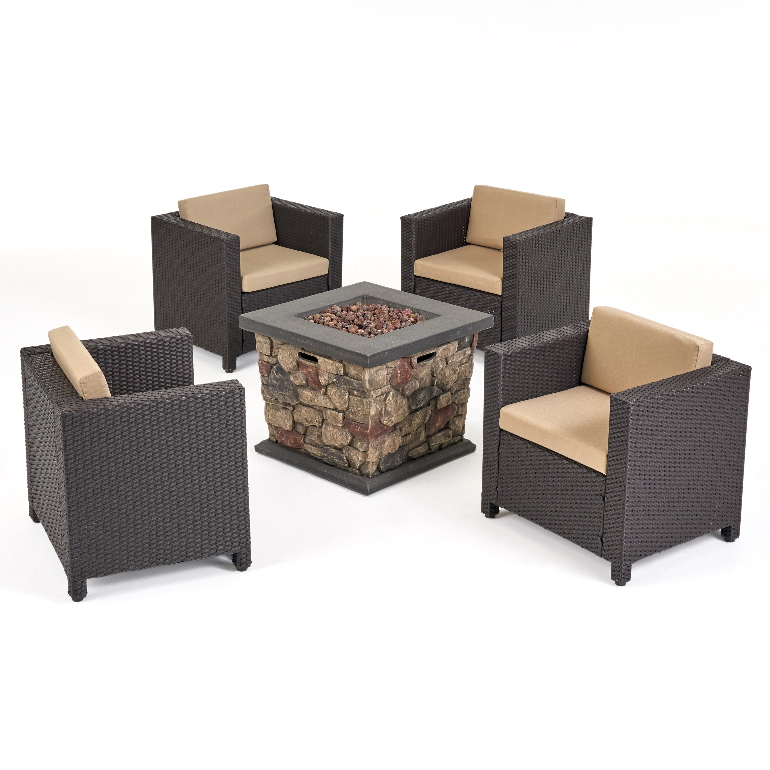 Venice 4-Seater Outdoor Fire Pit Chat Set