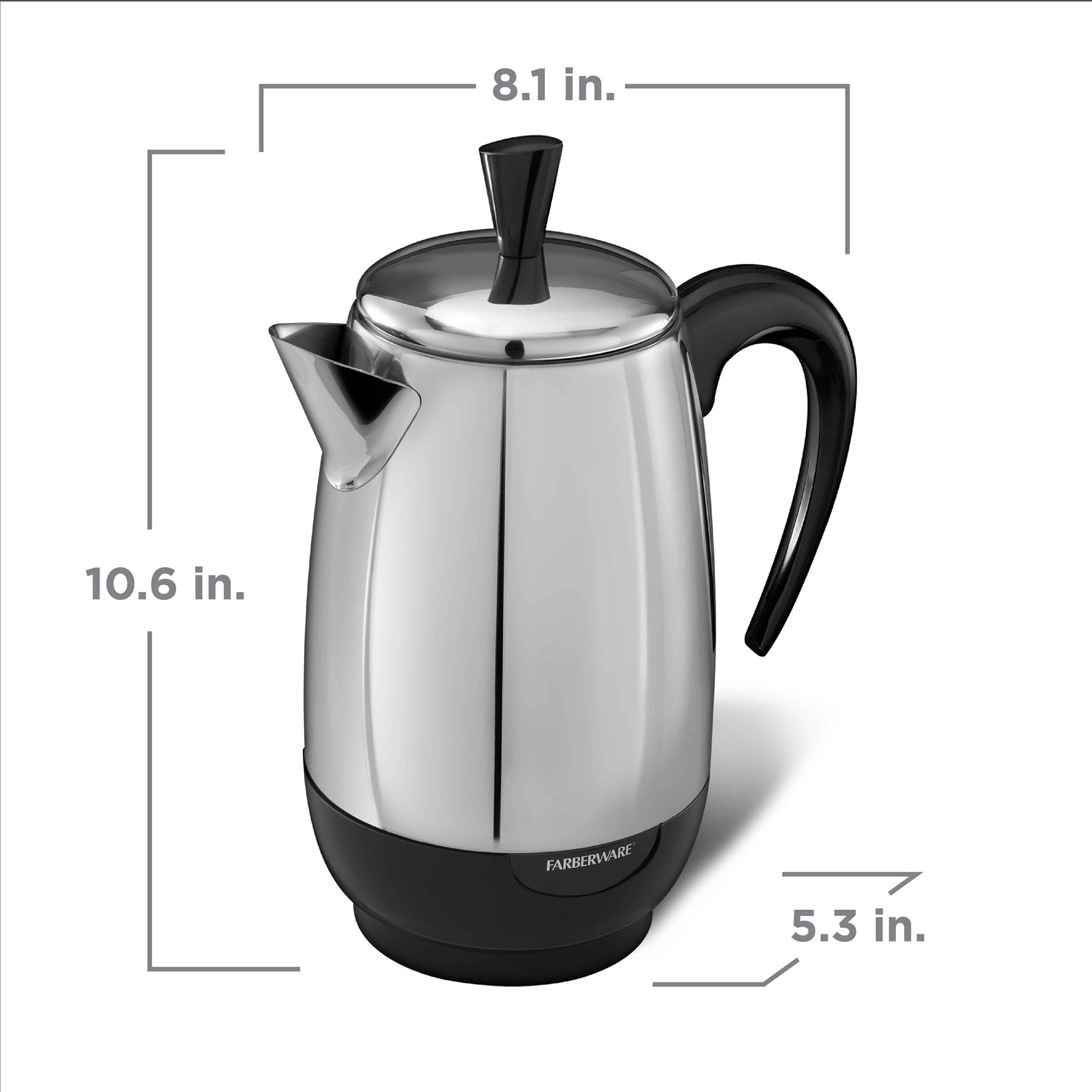 Farberware FCP280 Spectrum Brands Farberware 8-Cup Percolator， Stainless Steel， Black