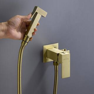 Boyel Living Wall Mount Single-Handle Handheld Bidet Sprayer with Handle and Mixer Body in Brushed Gold SMD-16028BG