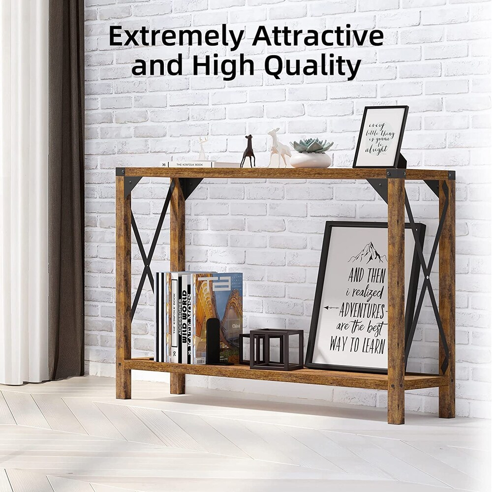 43 Inch Entryway Table Farmhouse Console Table 2 Tier Wood Sofa Table Furniture for Foyer