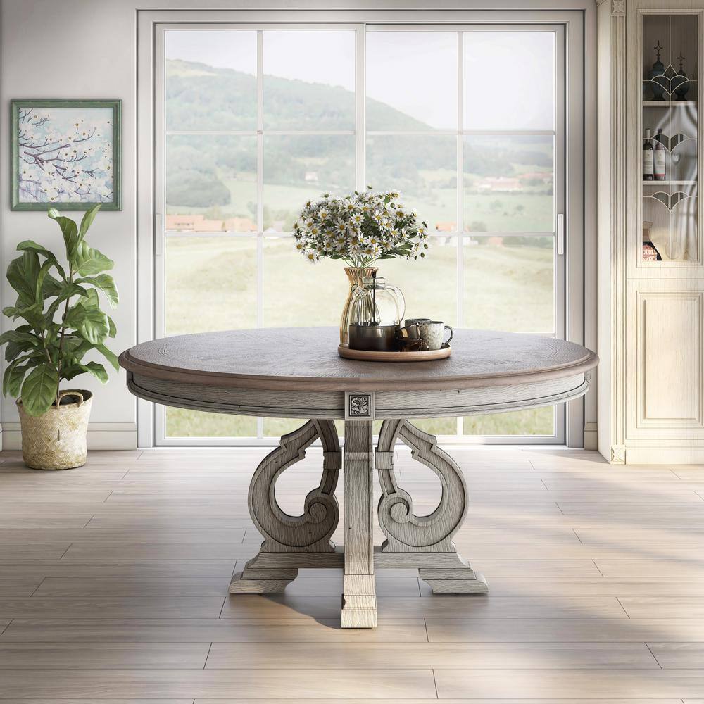 Furniture of America Willadeene Antique White Round Dining Table IDF-3150WH-RT