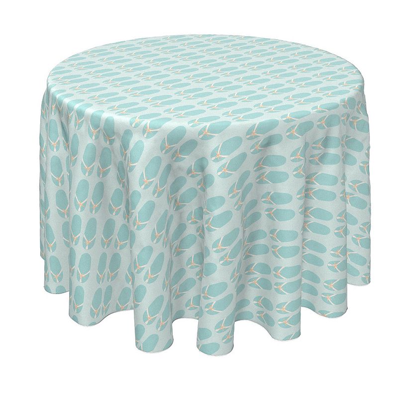 Round Tablecloth， 100% Polyester， 90 Round， Starfish Flip Flops