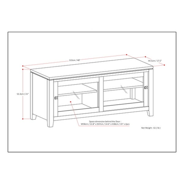 WYNDENHALL Essex Wood TV Media Stand - 48'' x 17.5'' x 21