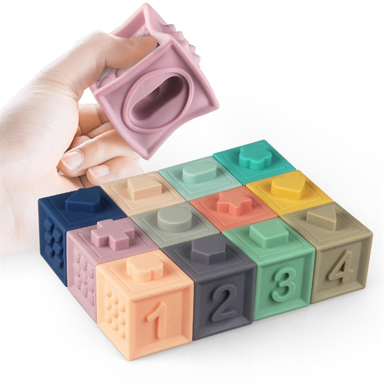 2023-enlightenment And Insert Large-particle Soft Rubber Building Blocks Baby Toys