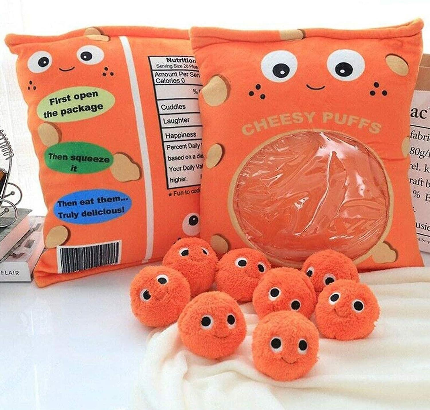 Plush Pillow，stuffed Toy Game Pillow With A Bag Of Cheesy Puffs Balls，for Children Sleep Home Decoration