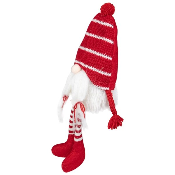 Plush Striped Sitting Christmas Gnome Figure