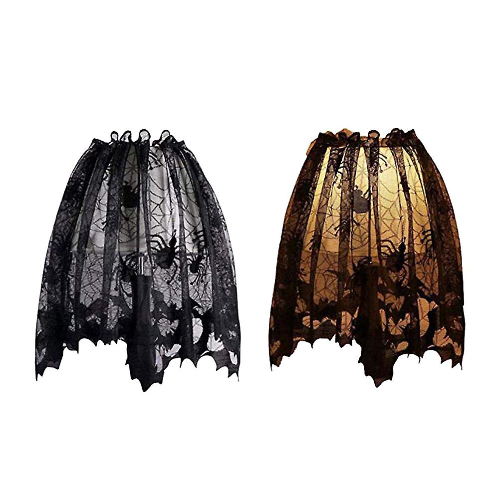 2pcs Halloween Decoration Spider Web Table Lampshade Door Curtain For Party Decor