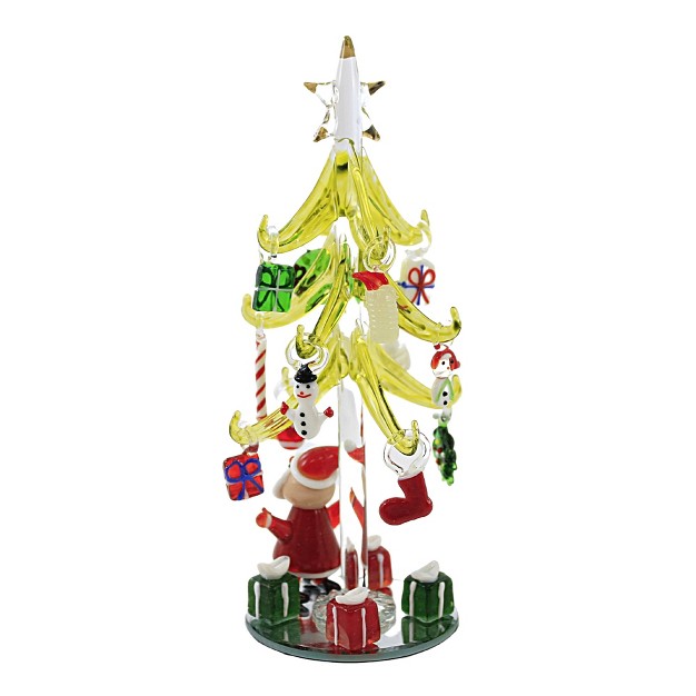 Santa With Glass Tree Presents Candy Cane Gold Crest Distributing Decorative Figurines