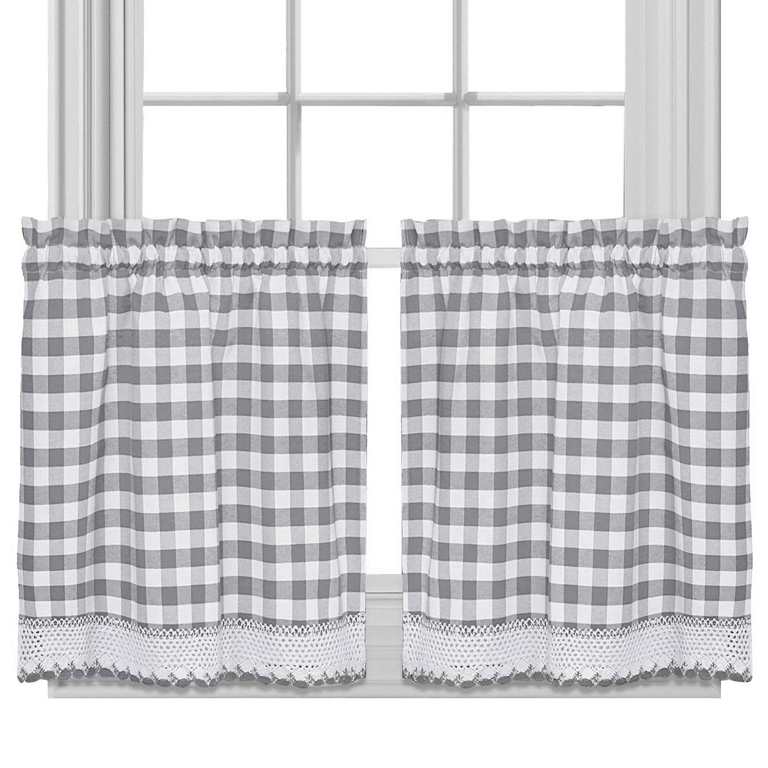 Buffalo Check Gingham Kitchen Curtain Tier Pair  - 36 x 58