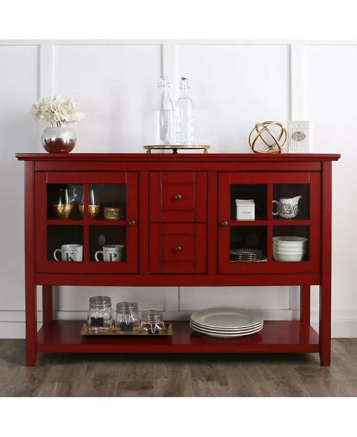 Walker Edison 52 Wood Console Table TV Stand - Antique Red