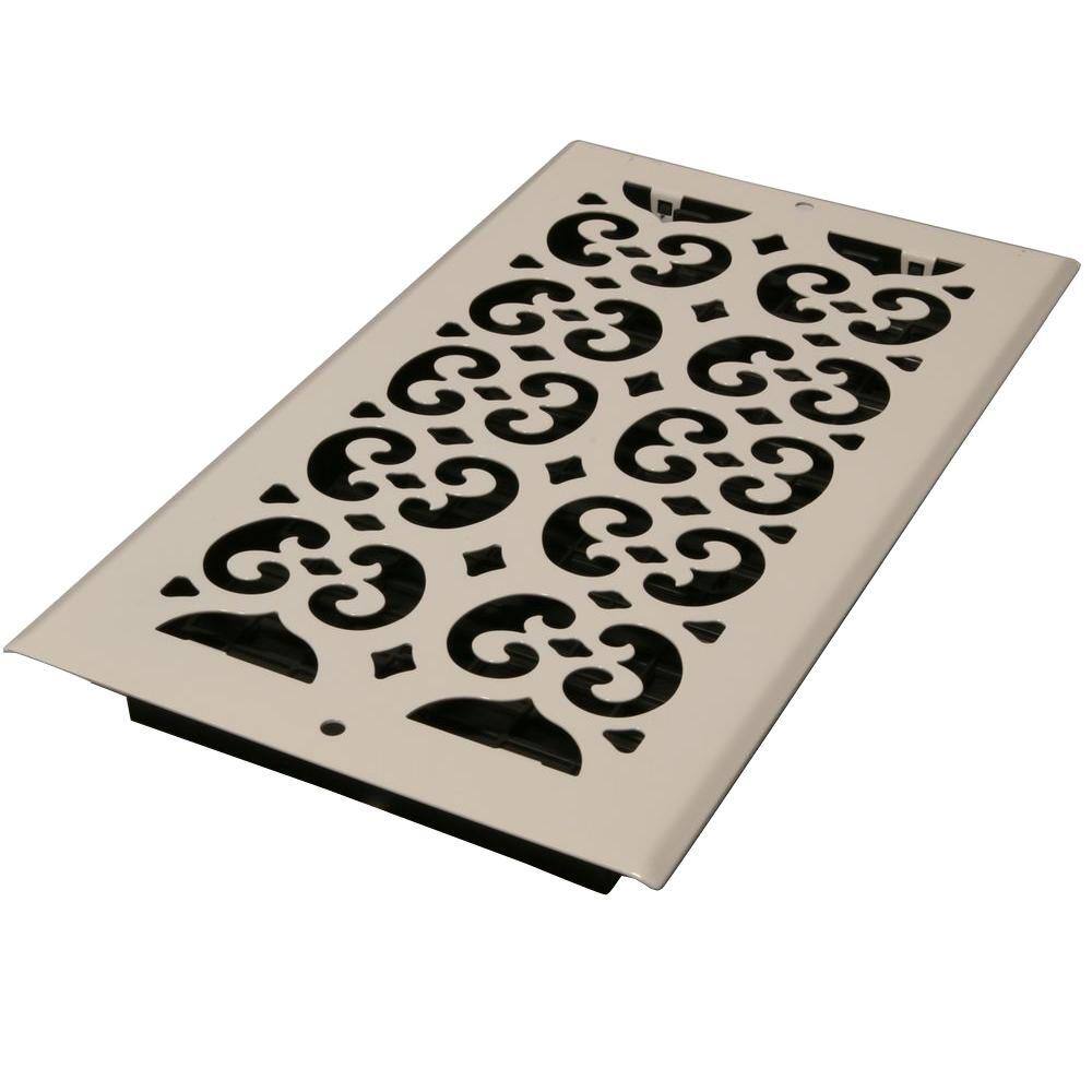 Decor Grates 10 in. x 6 in. White Steel Scroll Wall and Ceiling Register S610W-WH