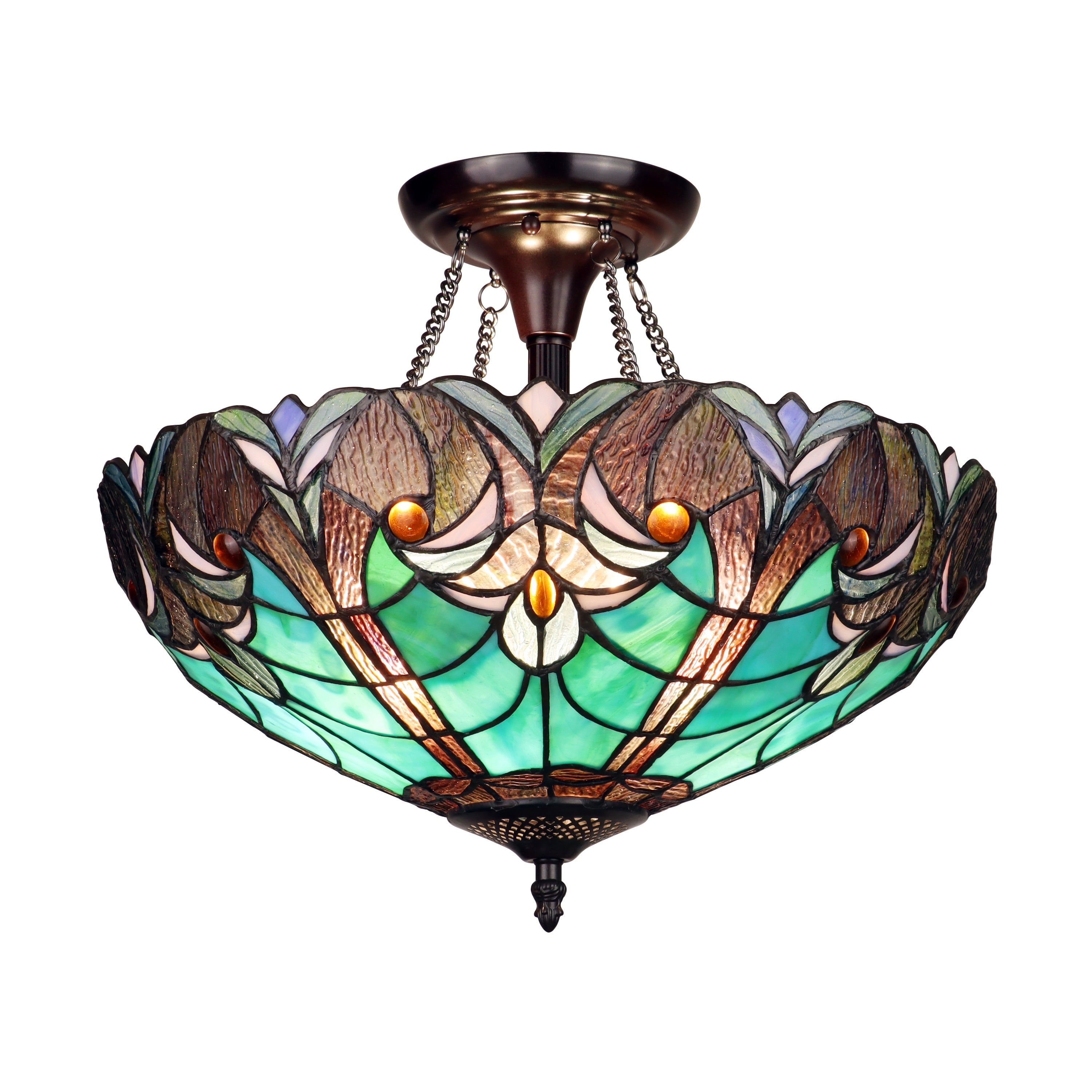  Style Victorian Design 2-light Dark Bronze Semi-Flush Fixture - 13.6 inches High