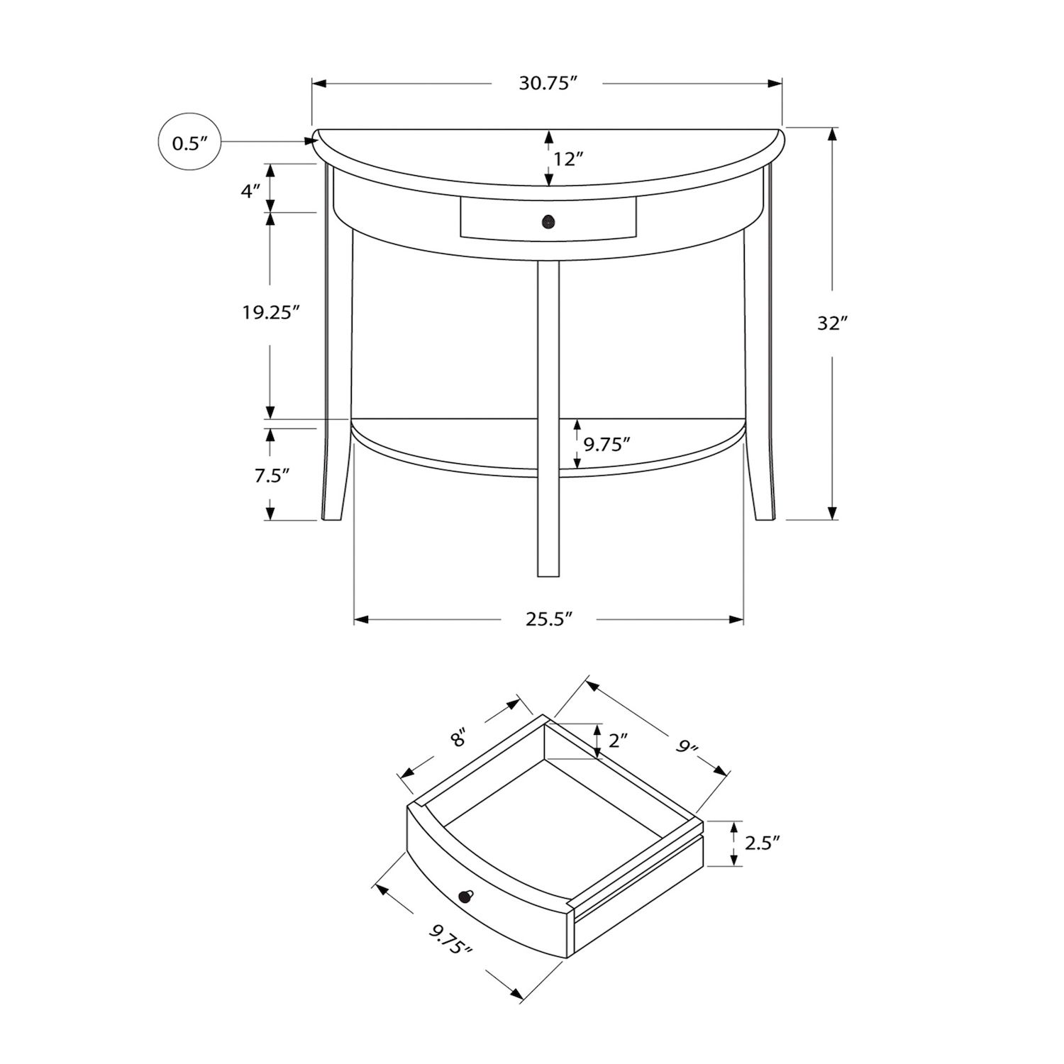 Monarch Transitional 1-Drawer Console Table