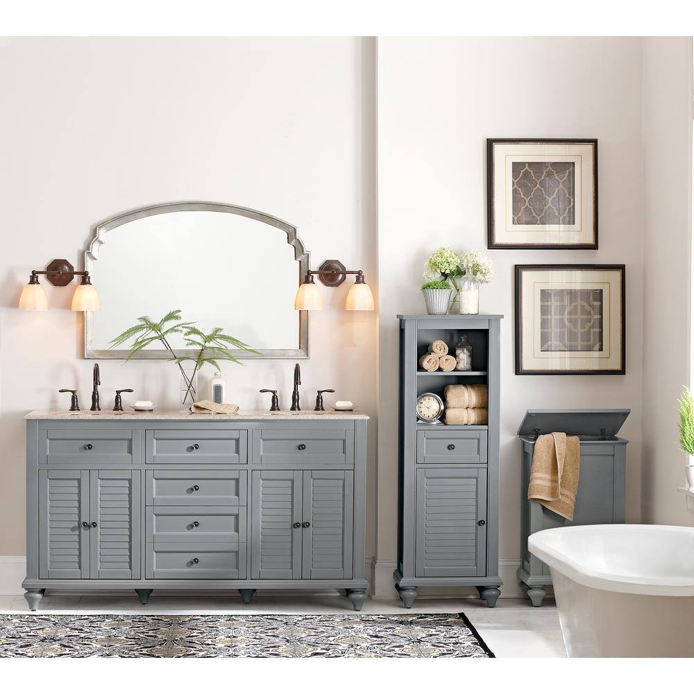 Home Decorators Collection Hamilton 61 in. W x 22 in. D Double Bath Vanity in Gray with Granite Vanity Top in Gray with White Sink 10806-VS61H-GR