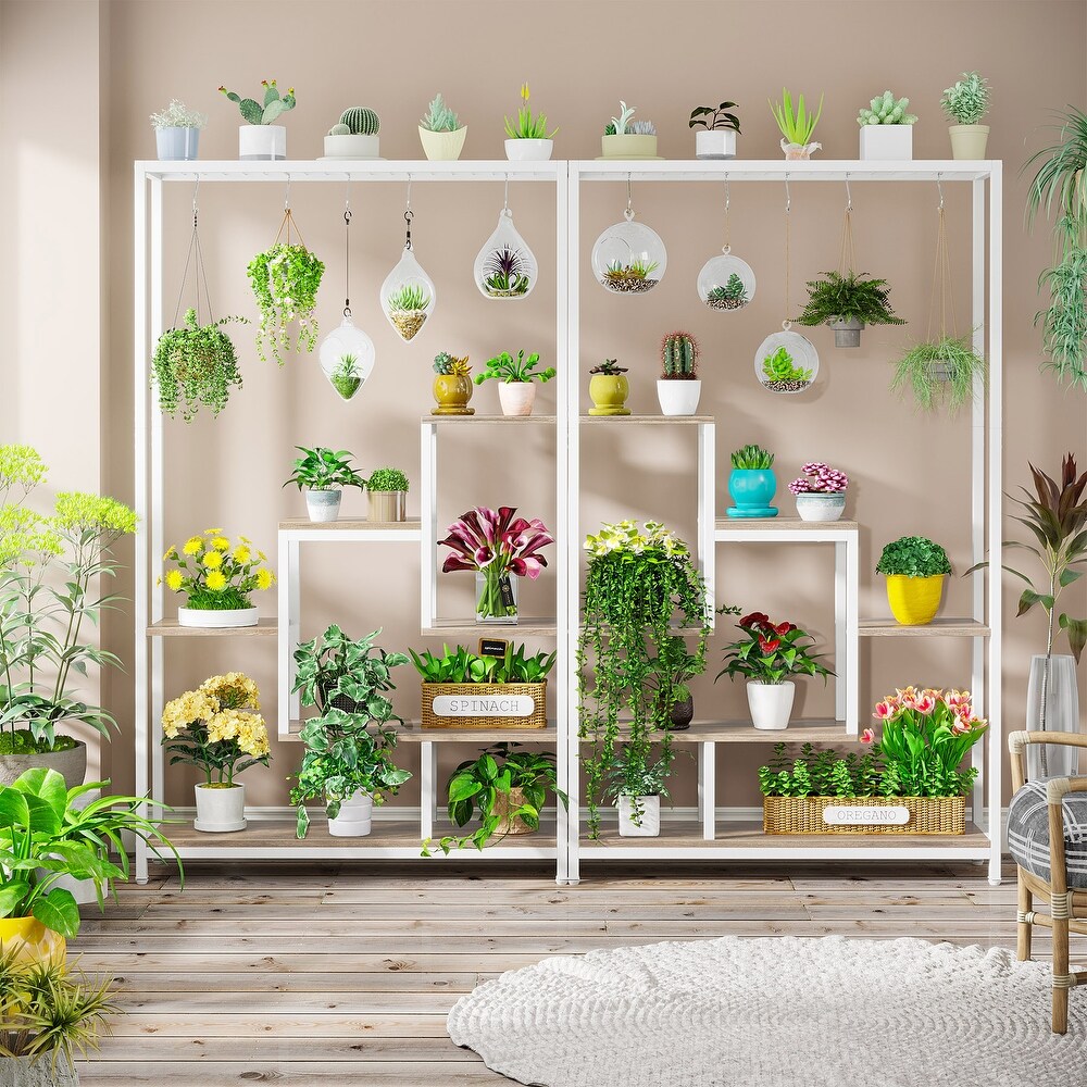 5 Tier Tall Indoor Plant Stand  Large Plant Shelf with 10PC S Hanging Hooks