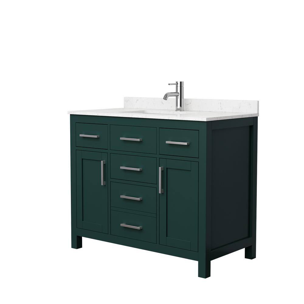 Wyndham Collection Beckett 42 in. W x 22 in. D x 35 in. H Single Sink Bathroom Vanity in Green with Carrara Cultured Marble Top WCG242442SGECCUNSMXX