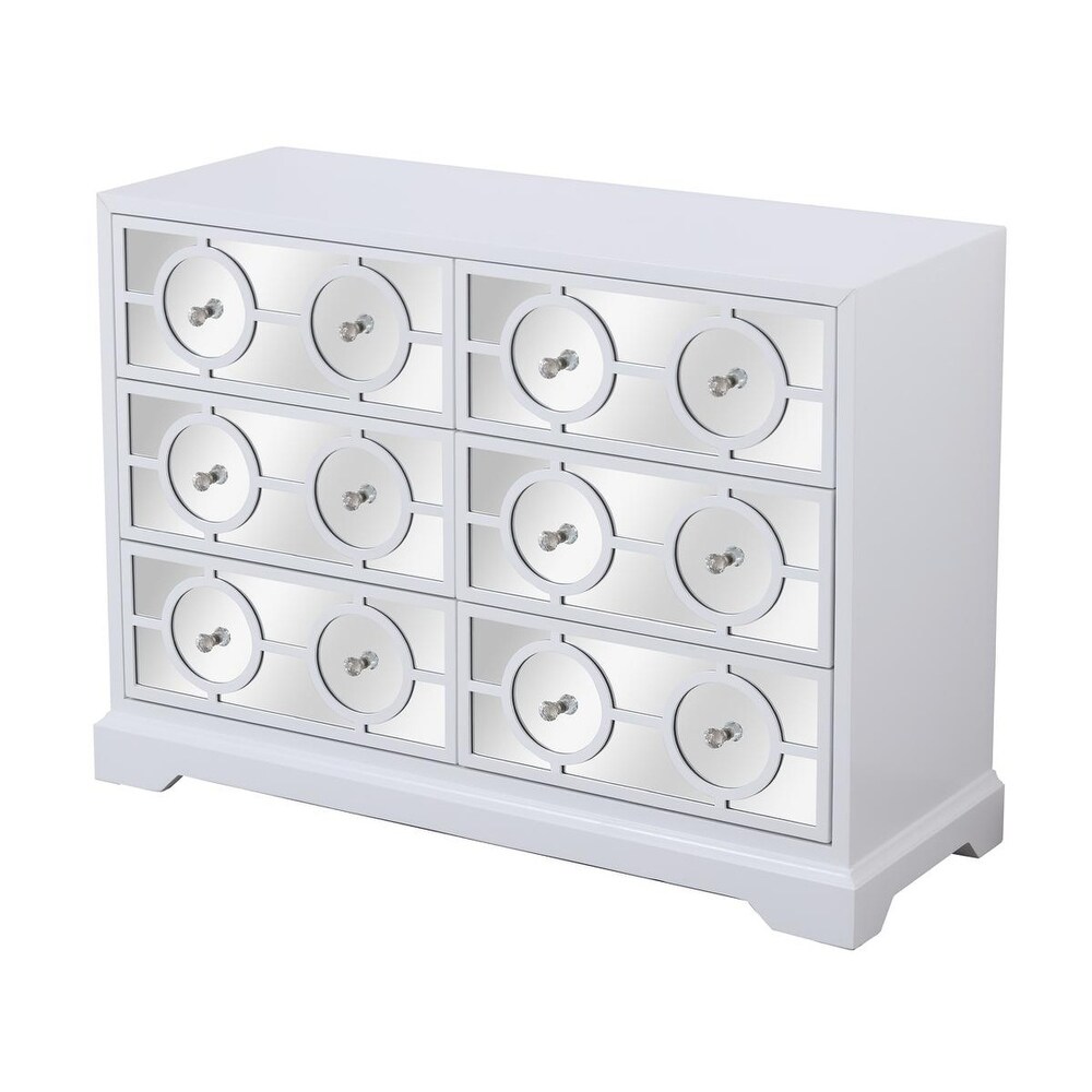 48 in. 6 Drawer Mirrored Cabinet