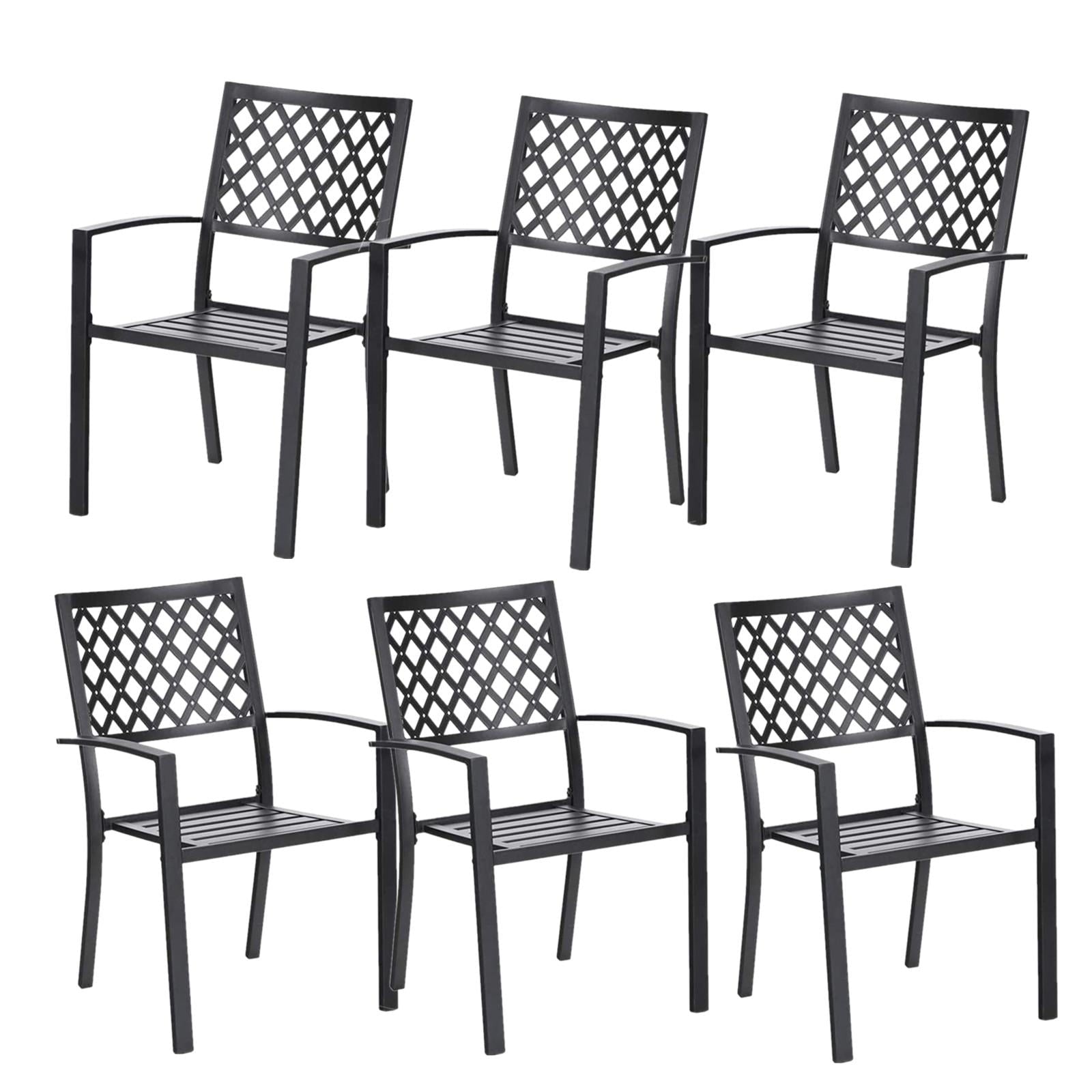 Sophia & William Outdoor Patio Metal Dining Chairs Set of 6, Black