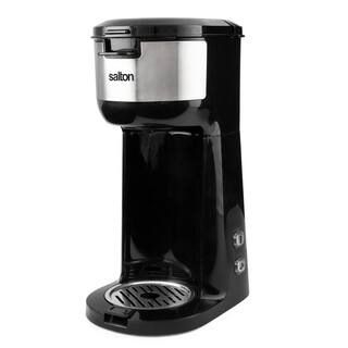 Salton 1.75-Cup 2-in-1 Black 1-Touch Single Serve Travel Coffee Maker with LED Buttons FC1952