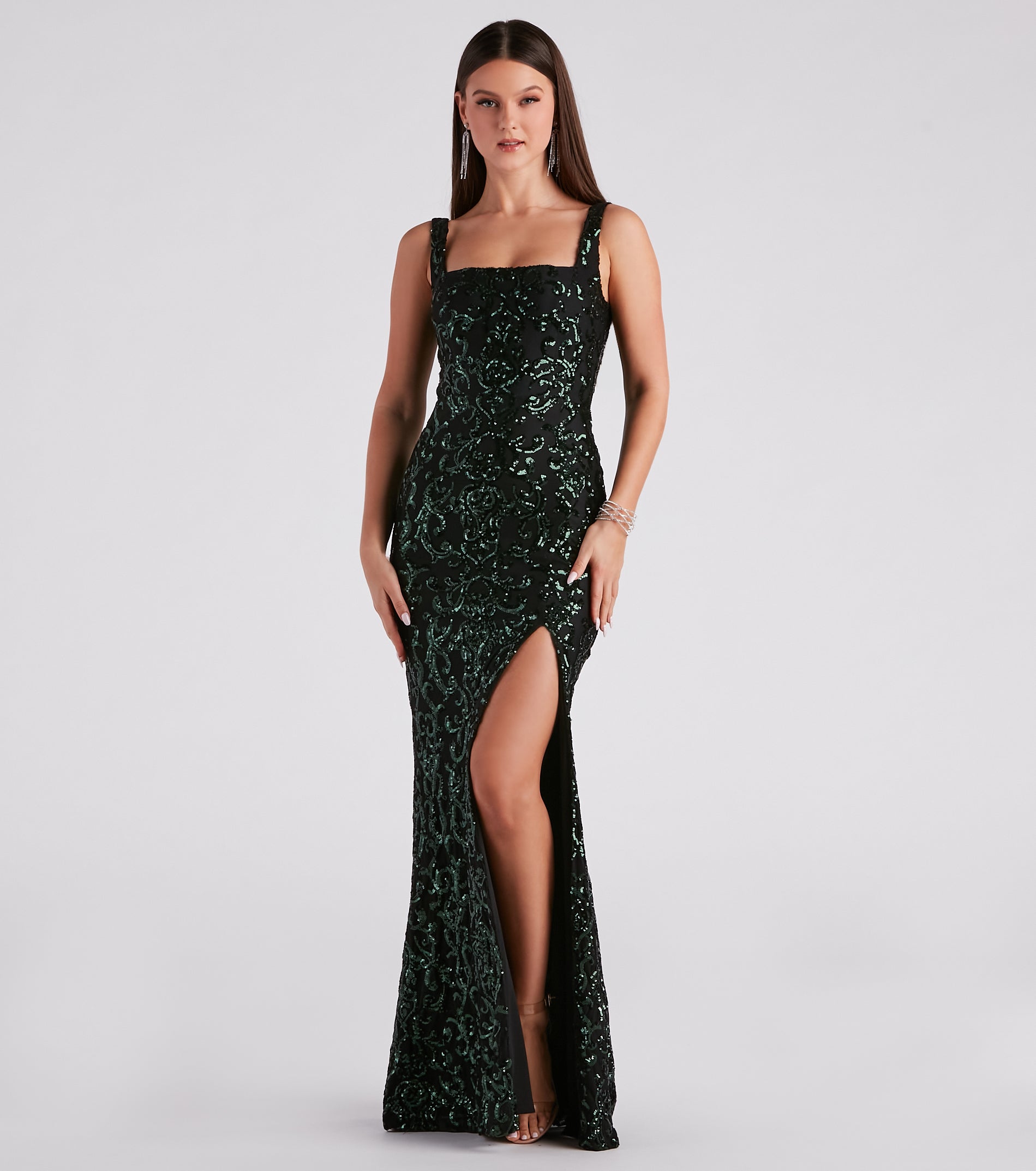 Jovie Formal Sequin Slit Mermaid Long Dress