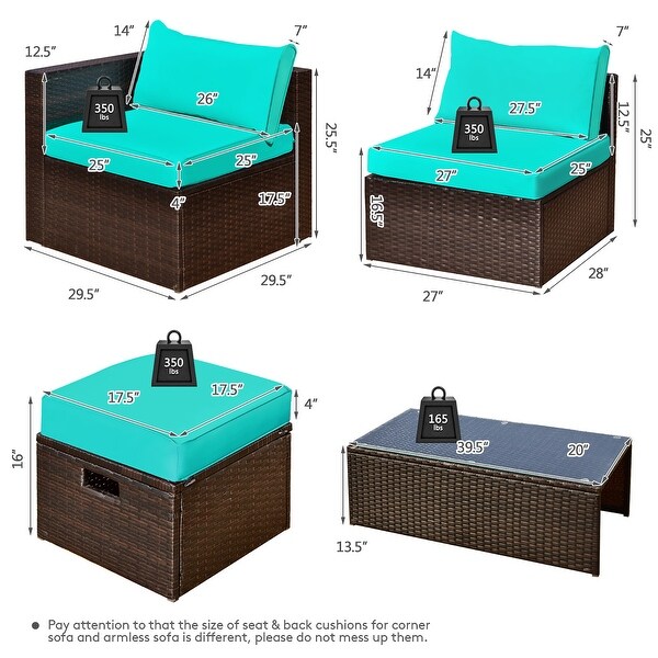 Costway 8PCS Patio Rattan Furniture Set SpaceSaving Storage Cushion