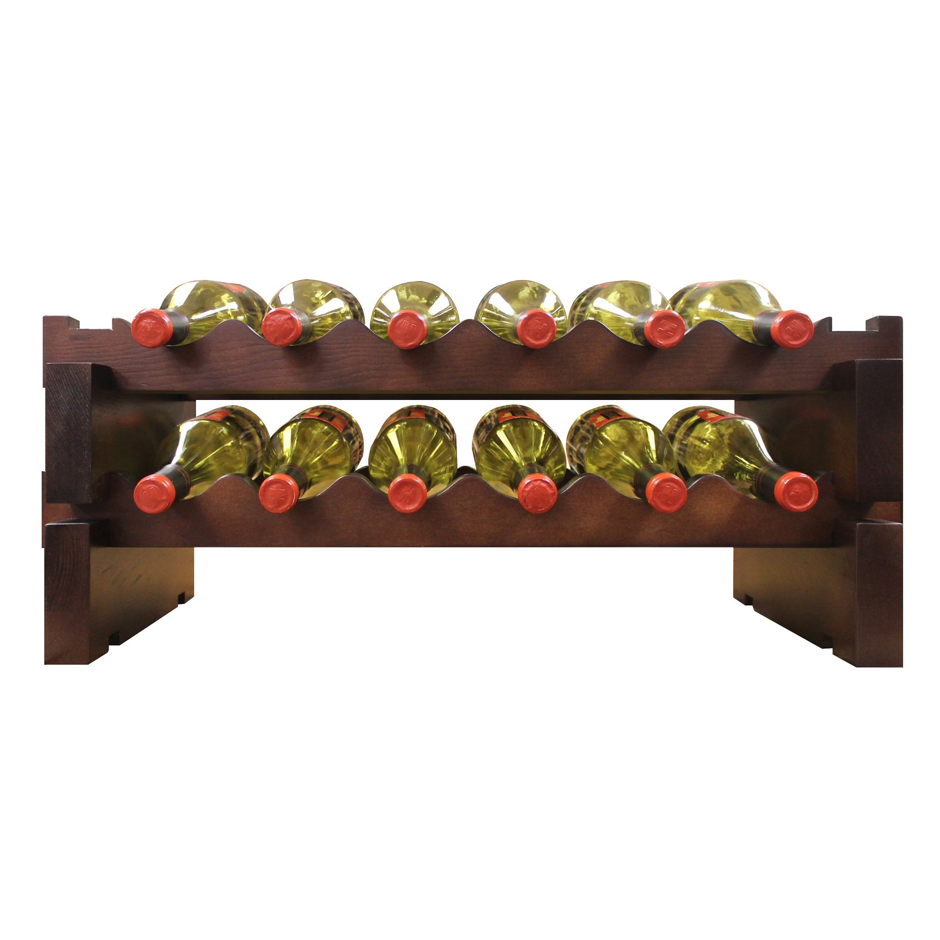 12 Bottle， 2 x 6 Bottle Modular Wine Rack， Stained