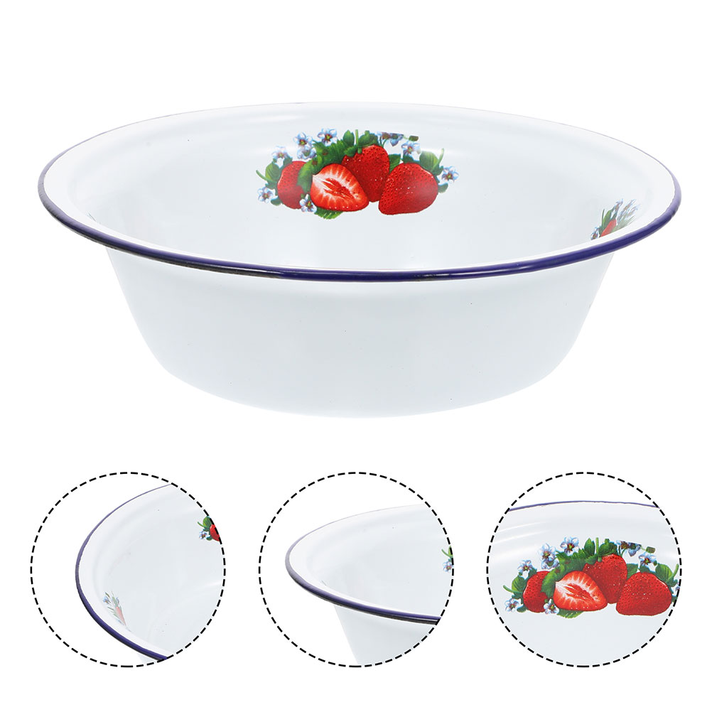 Nuolux Bowl Enamel Basin Kitchen Serving Bowls Mixing Vintage Soup Salad Food Retro Dinner Plates Enamelware Box Supply Tray