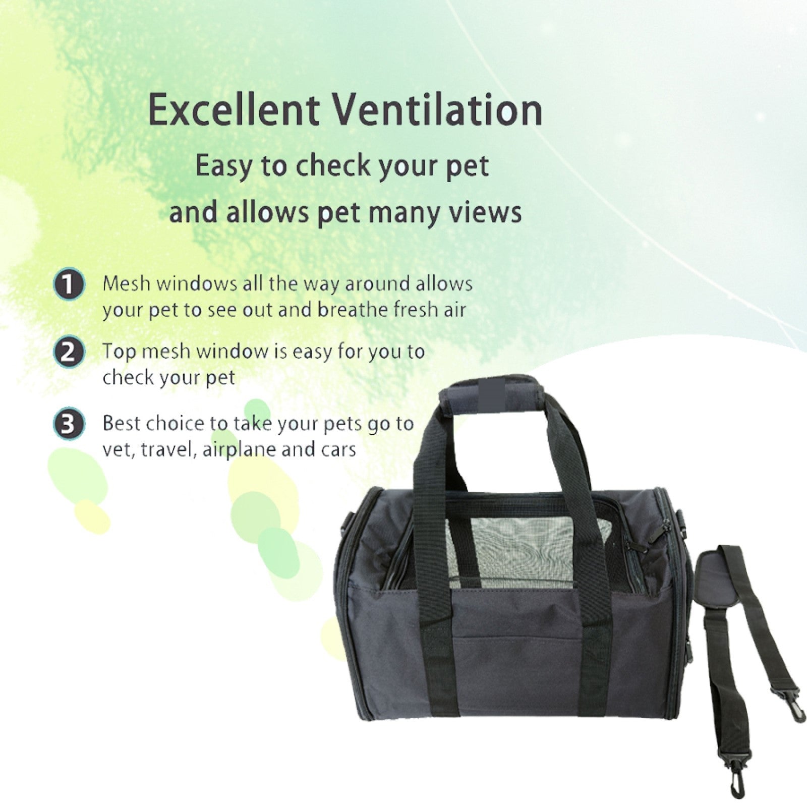 Portable Collapsible Pet Travel Carrier，Puppy Cat Dogs Bag Airline Approved Soft-Sided Collapsible Removable Kennel Bag