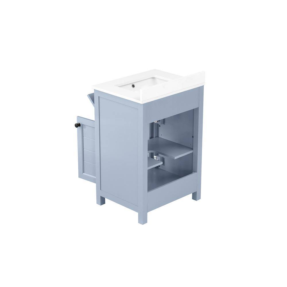 Home Decorators Collection Hanna 24 in. W x 19 in. D x 34.50 in. H Freestanding Bath Vanity in Spruce Blue with White Engineered Stone Top Hanna 24SB