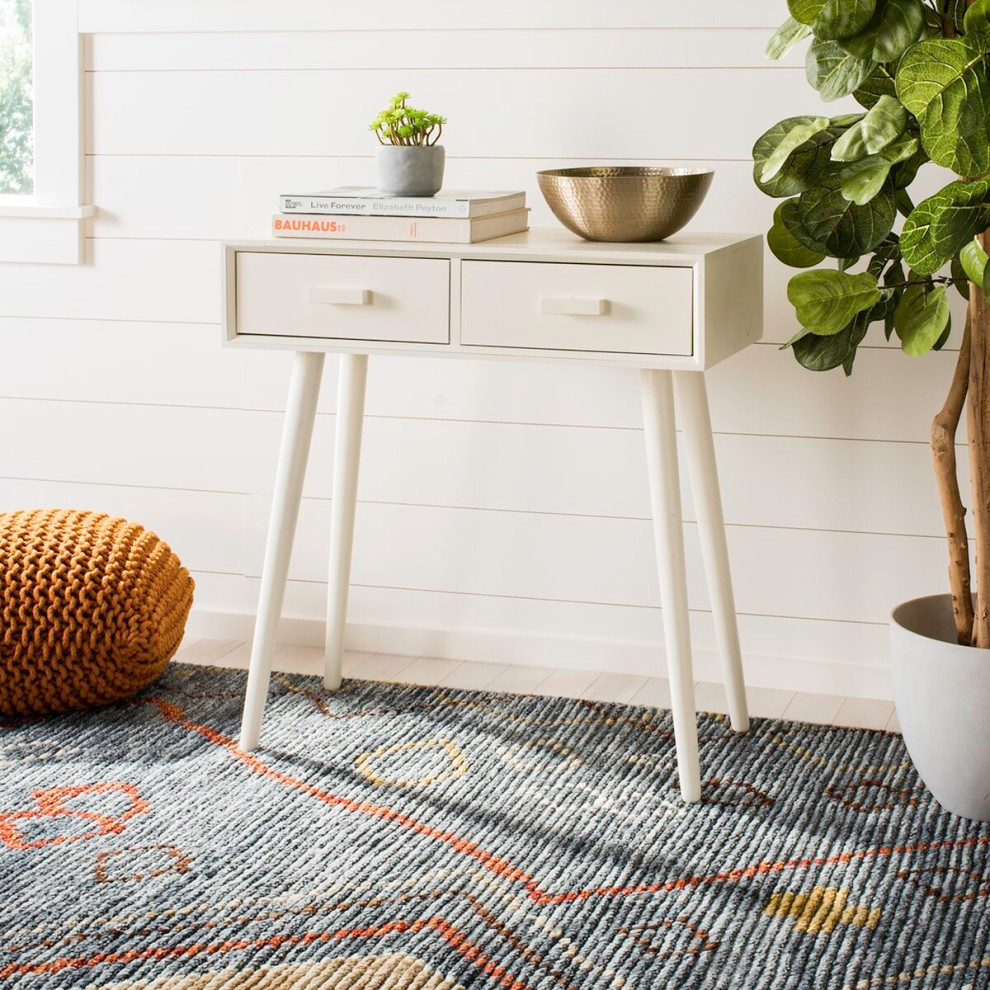 Auden 2 Drawer Console Vintage White   Midcentury   Console Tables   by AED Luxury Home Decor  Houzz