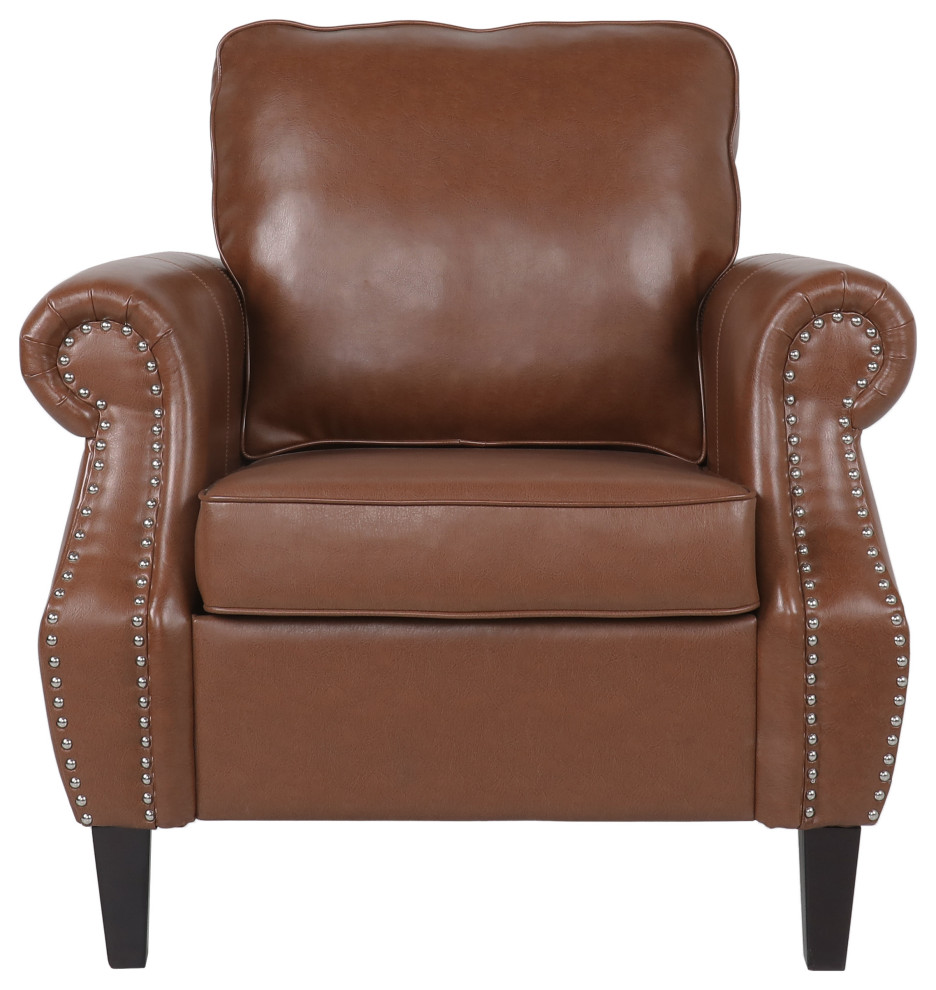 Burkehaven Contemporary Faux Leather Club Chair With Nailhead Trim   Transitional   Armchairs And Accent Chairs   by GDFStudio  Houzz