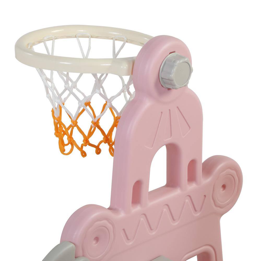 TIRAMISUBEST OutdoorIndoor HDPE 3-in-1 Playset with Slide Swing and Basketball Hoop DXY0102HPSXQG