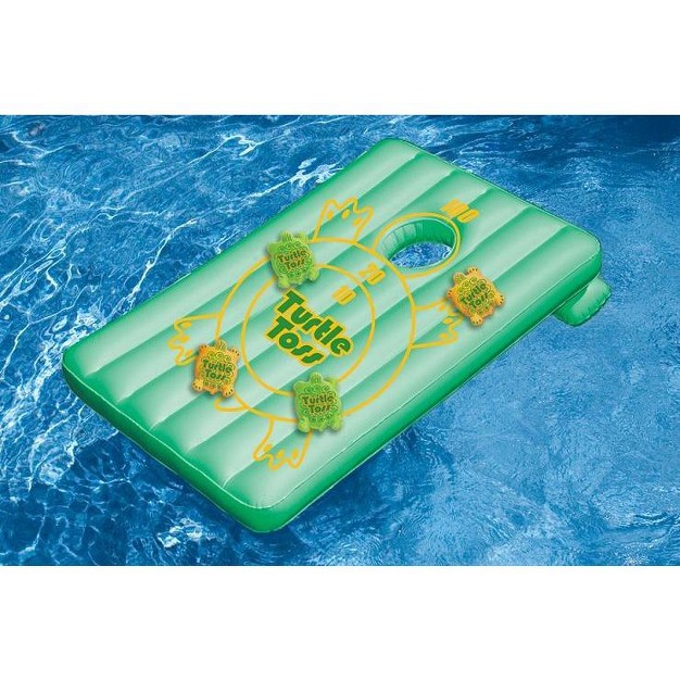 Inflatable Turtle Toss Cornhole Target Swimming Pool Game Green yellow