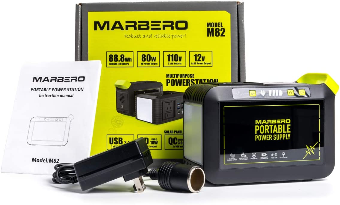 MARBERO 88Wh Portable Power Station 24000mAh Camping Solar Generator (Solar Panel Not Included)