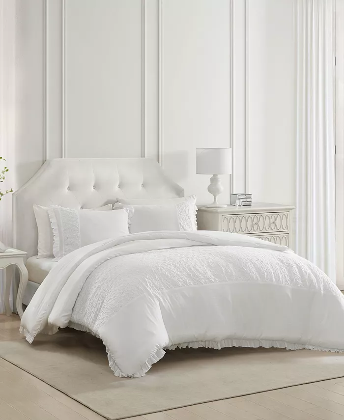 Laura Ashley Eyelet Ruffle Microfiber 2 Piece Comforter Set， Twin