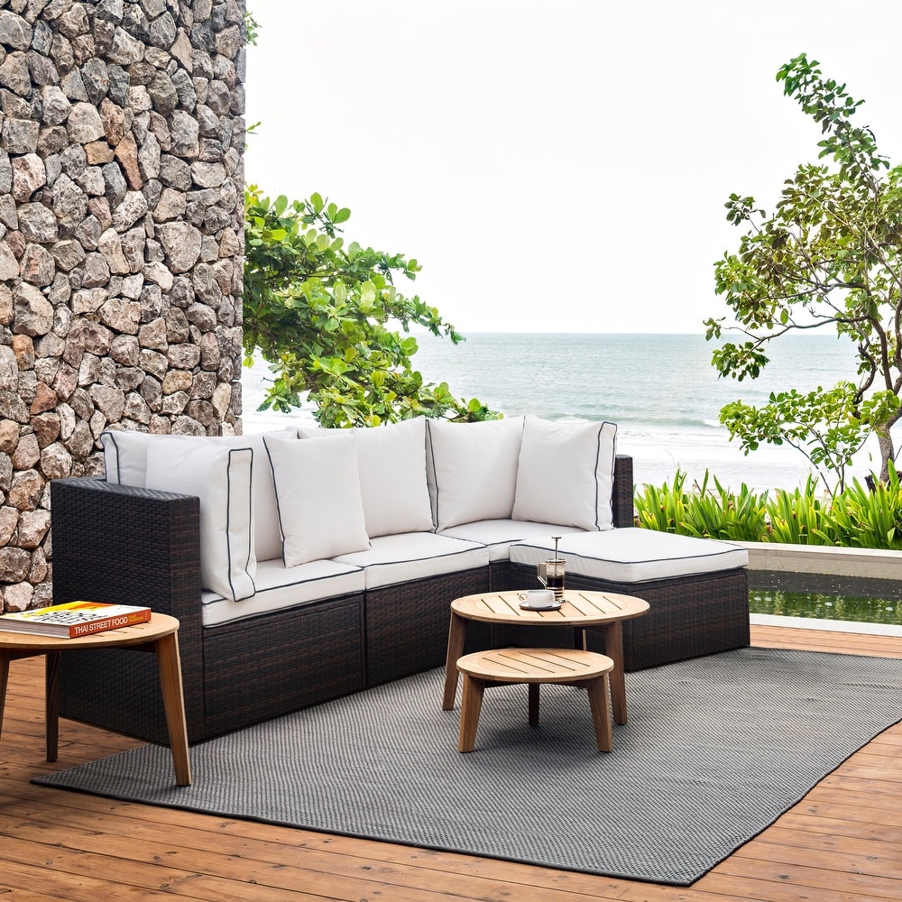 York 4 Piece Outdoor Patio Modular Sectional Sofa with Cushions